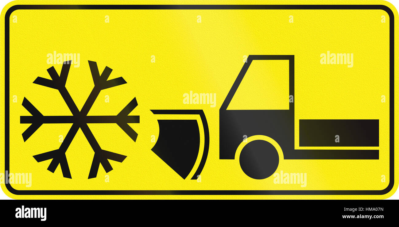 Slovenian road sign Snow removal ahead Stock Photo Alamy