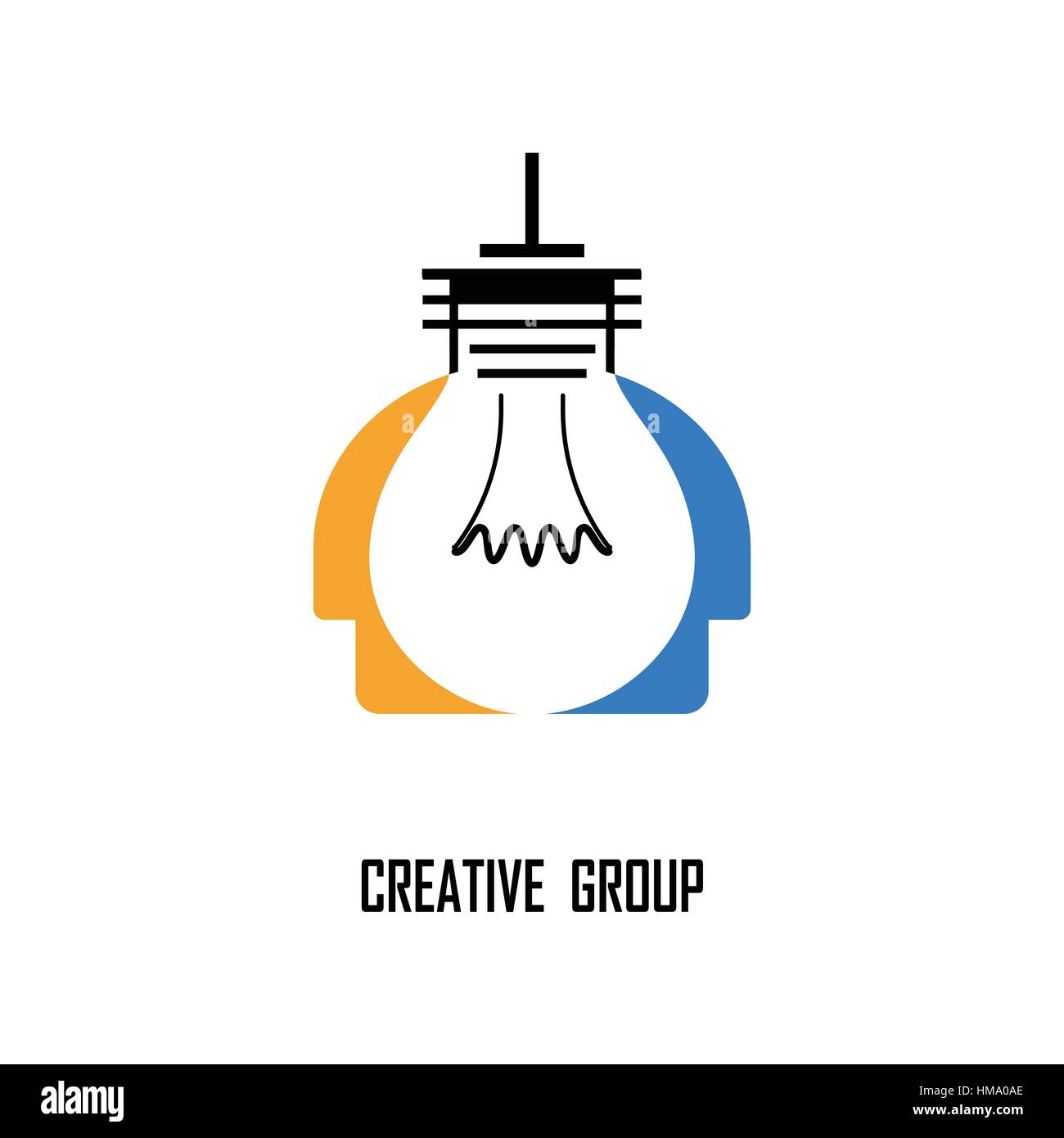 Creative light bulb and Human heads vector design banner template.Corporate business and industrial creative logotype symbol.Brainstorming Stock Vector