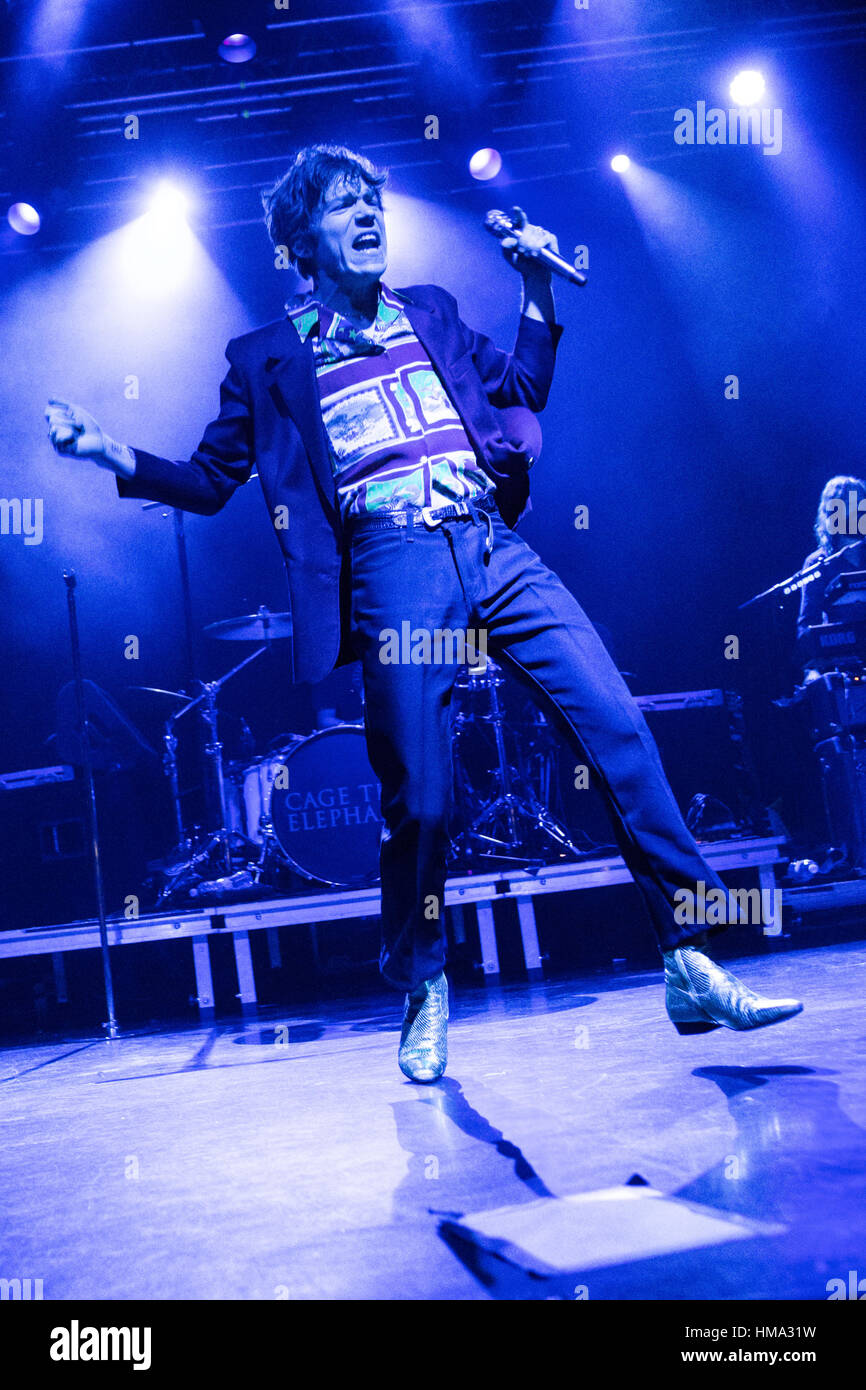 Milan, Italy. 31st Jan, 2017. The American rock band CAGE THE ELEPHANT  performs live at Fabrique to present their new album "Cold Cold Cold"  Credit: Rodolfo Sassano/Alamy Live News Stock Photo -