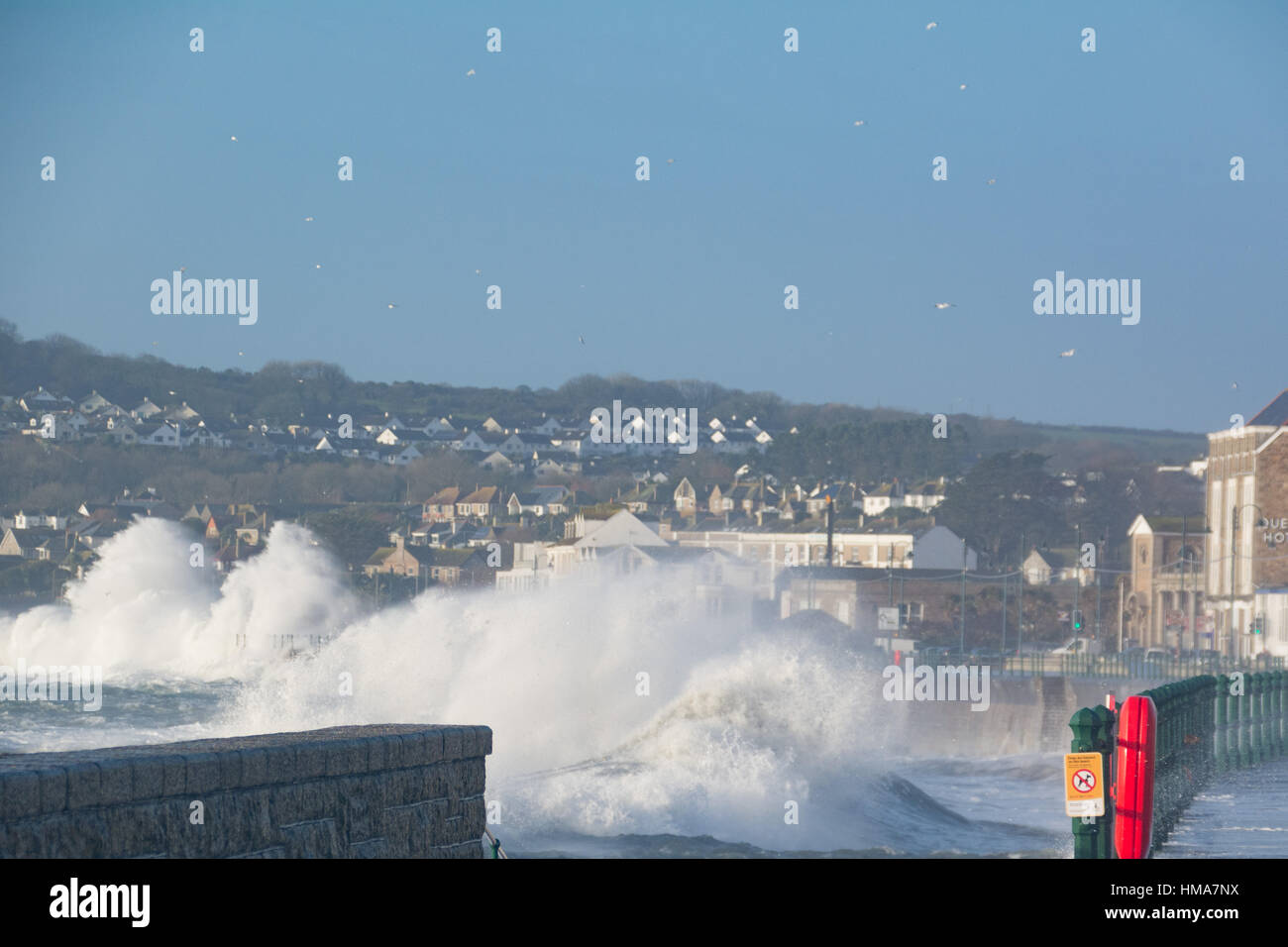 Penzance, Cornwall, UK. 2nd Feb 2017. UK Weather. Huge waves and strong ...