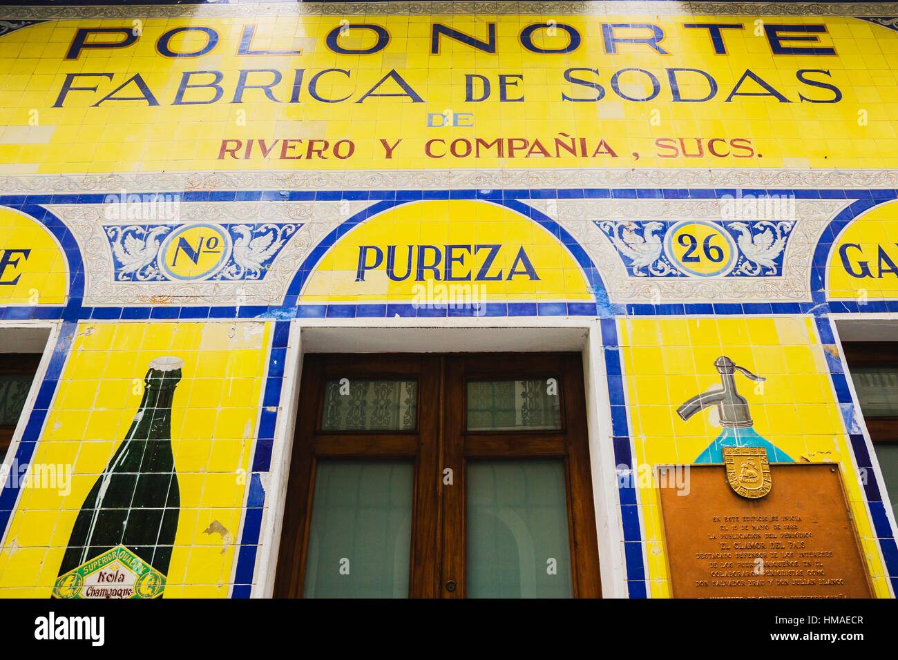 Puerto Rico, San Juan. Old San Juan. The sign of an old factory Stock