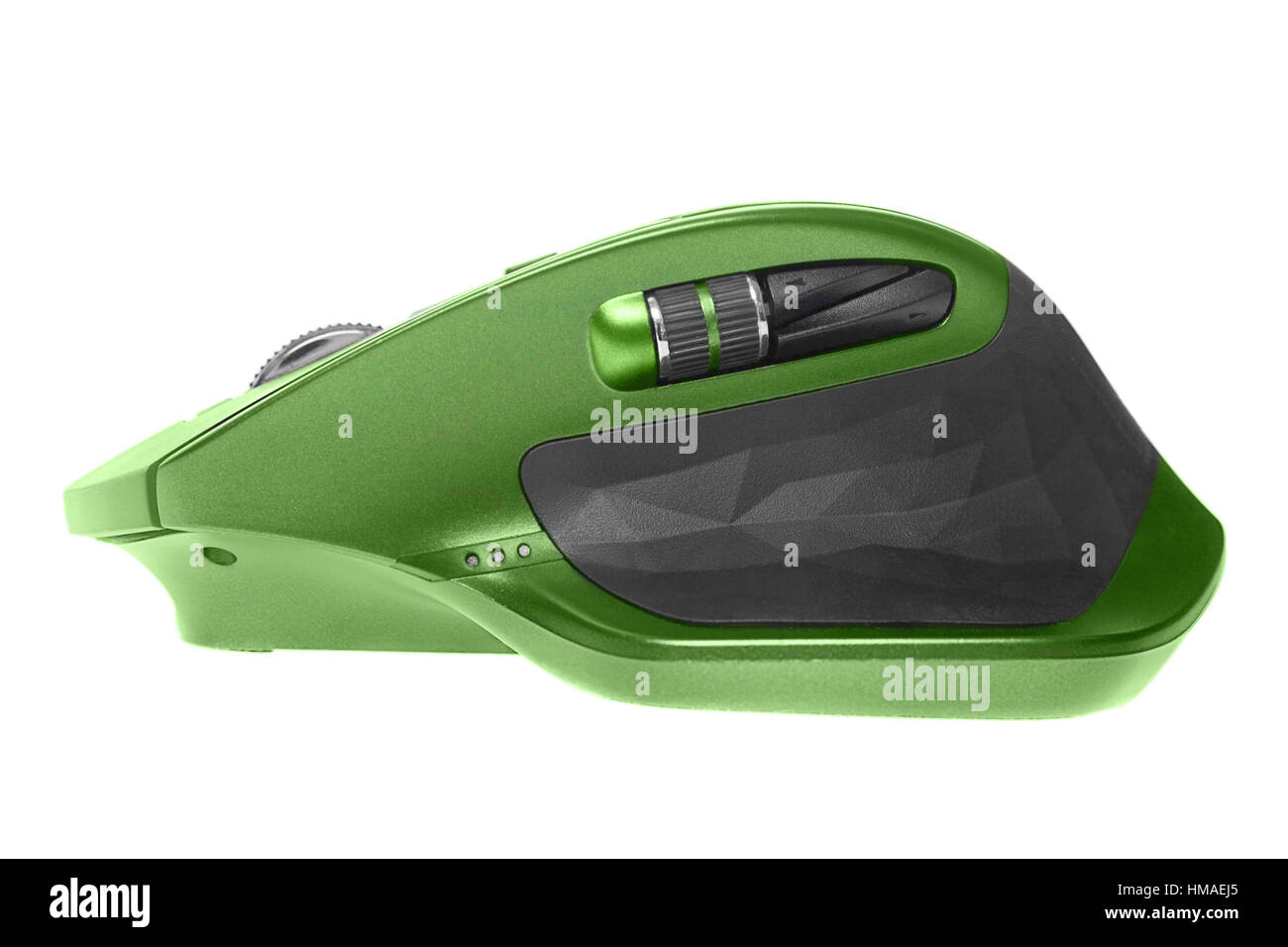 Wireless computer mouse. Green color. Isolated on white background Stock Photo