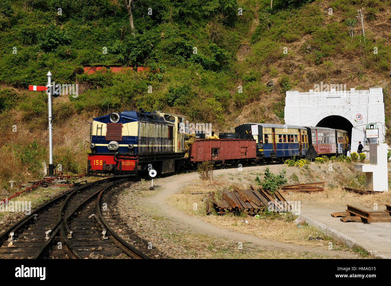 The mountain toy train from Kalka to Shimla. It is tourist attraction ...