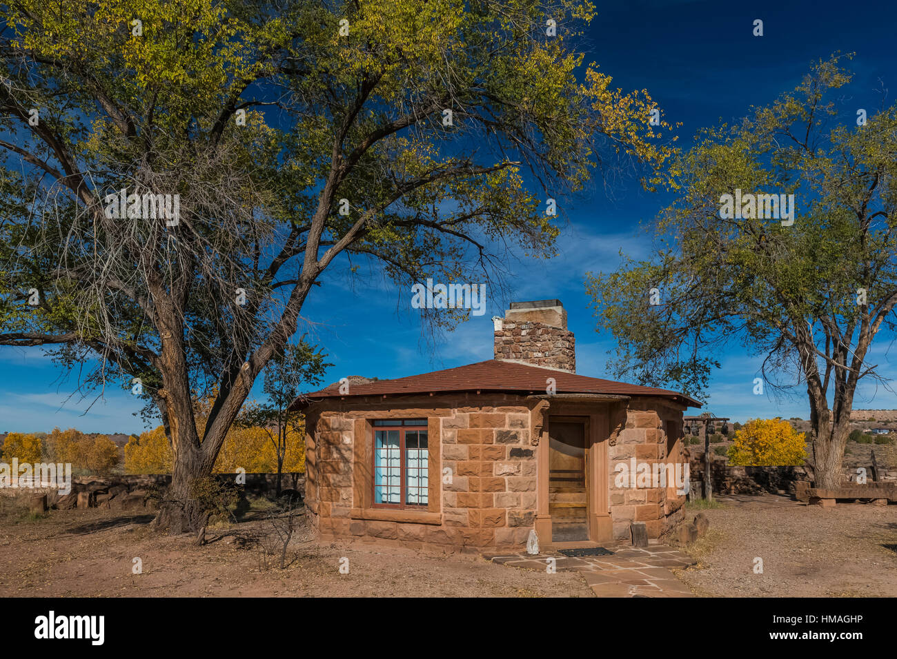 Guest hogan at Hubbell Trading Post National Historic Site within the Navajo Nation, Arizona, USA Stock Photo