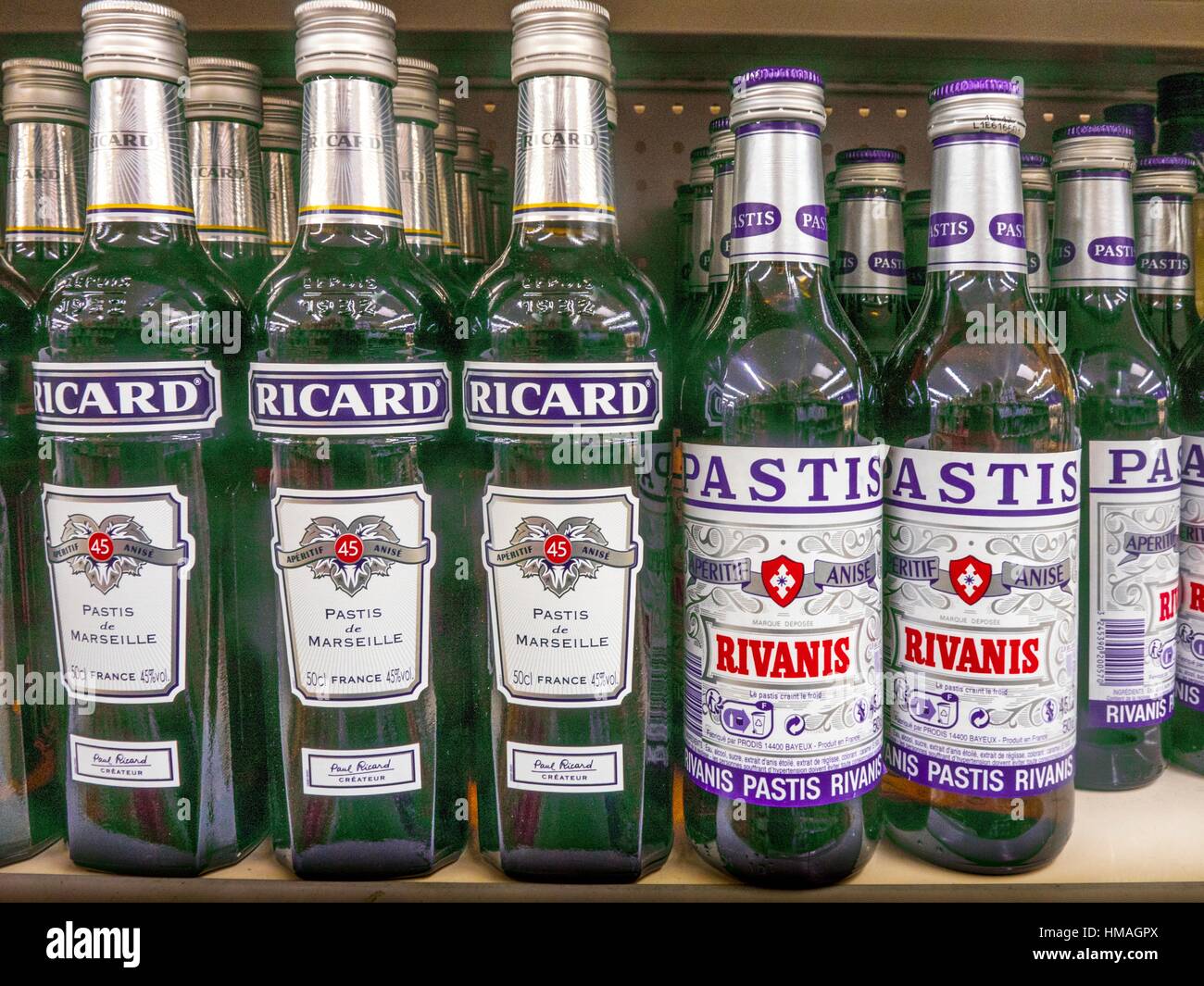 Ricard and Pastis, anise and licoriceflavored spirits, France Stock
