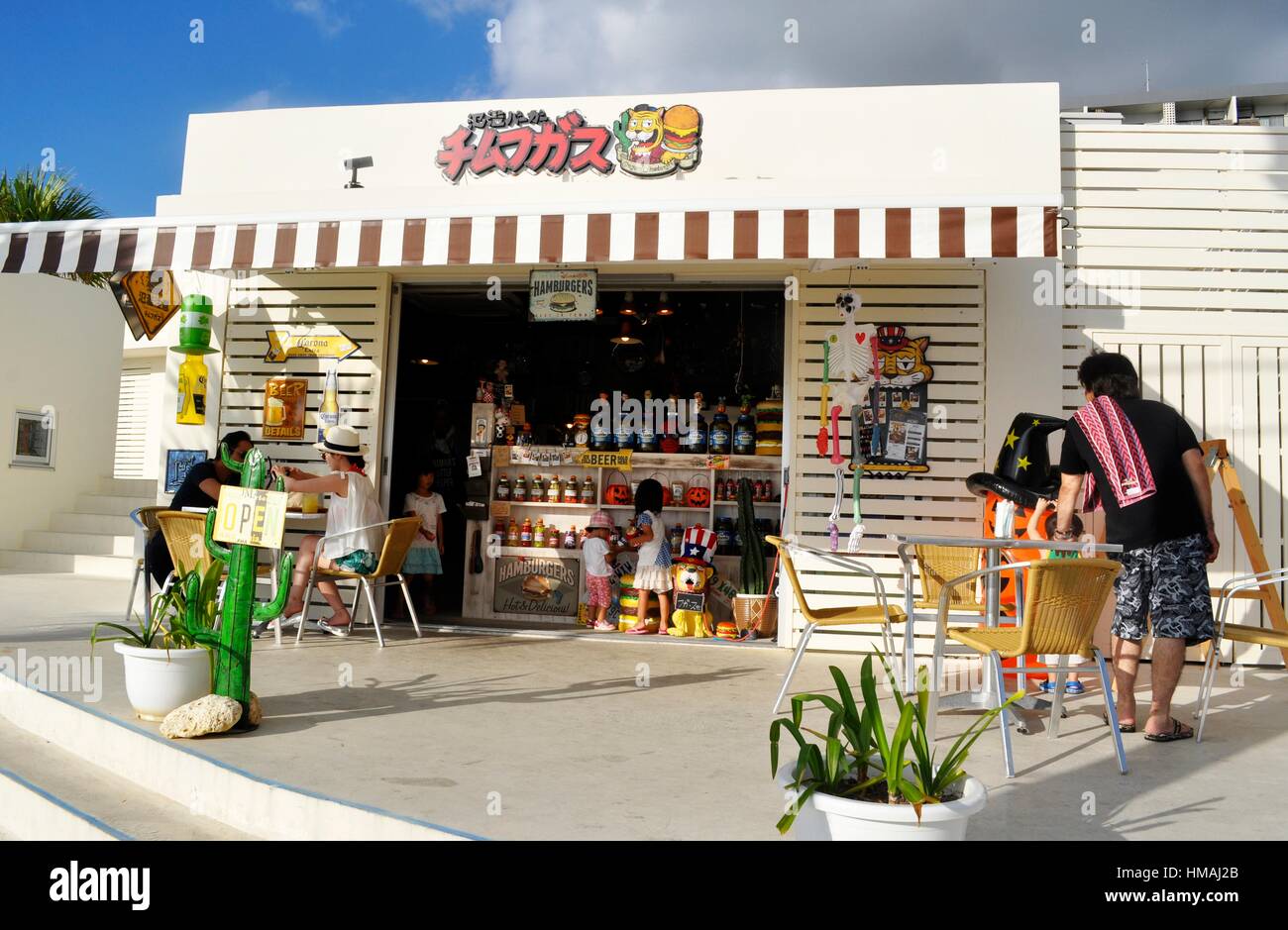 Senaga-jima, Okinawa, Japan: hamburgers eatery at Umikaji Terrace Stock Photo