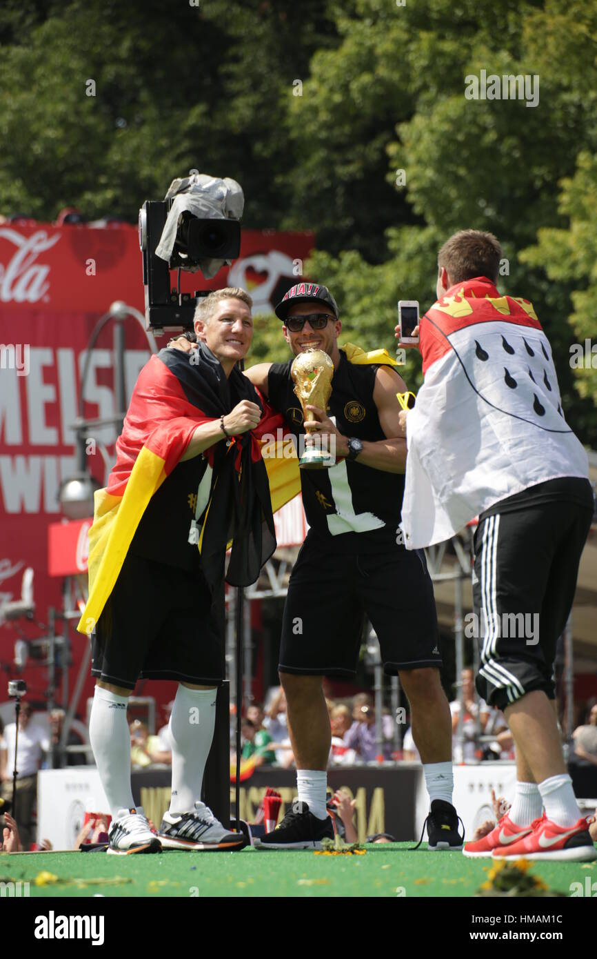 German National Football team and chief coach Löw celebrate FIFA World