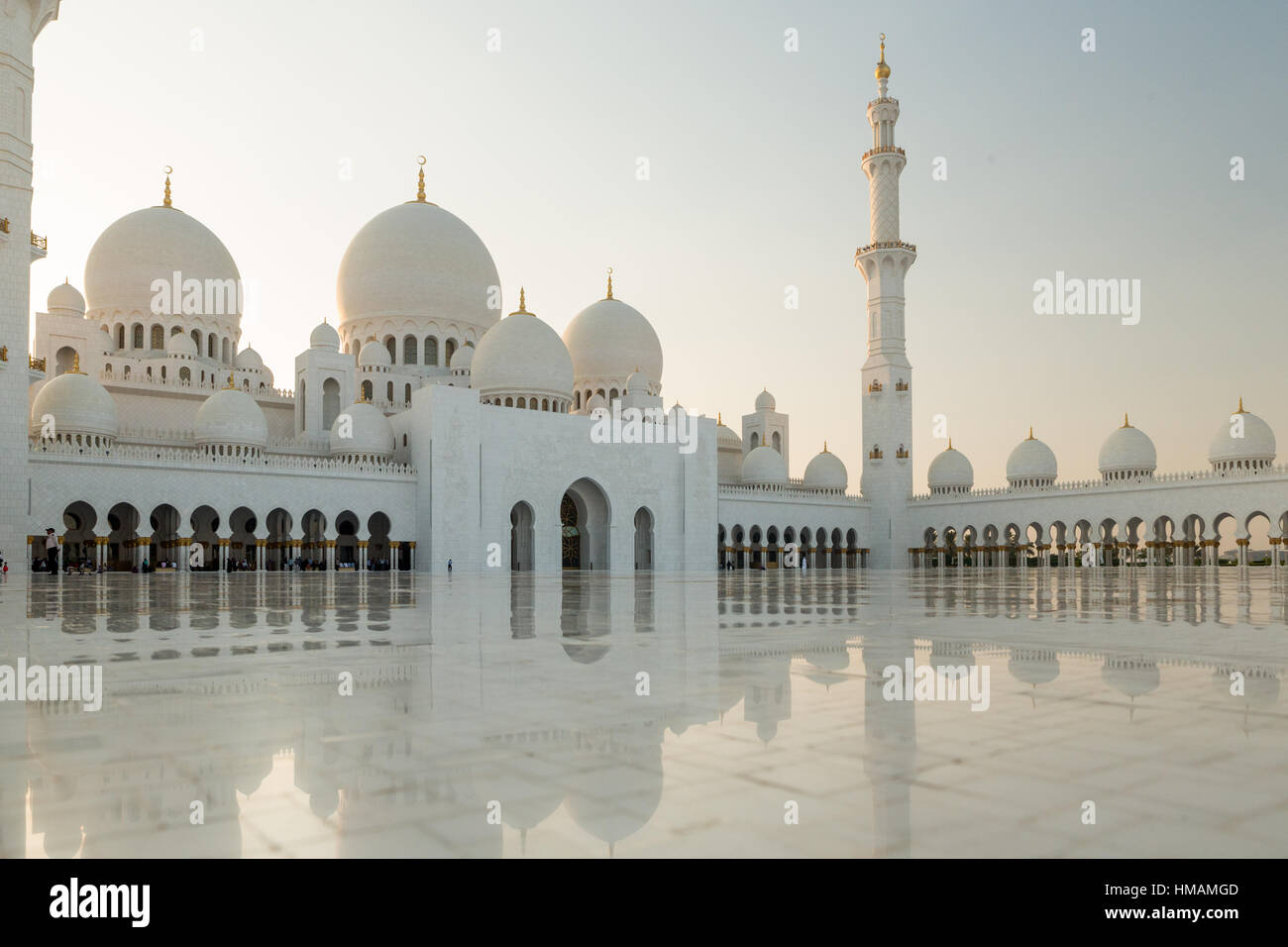 Amazing Mosque. Sheikh Zayed Grand Mosque at sunset time (Abu-Dhabi, UAE). Sheikh Zayed. Abu Dhabi Stock Photo