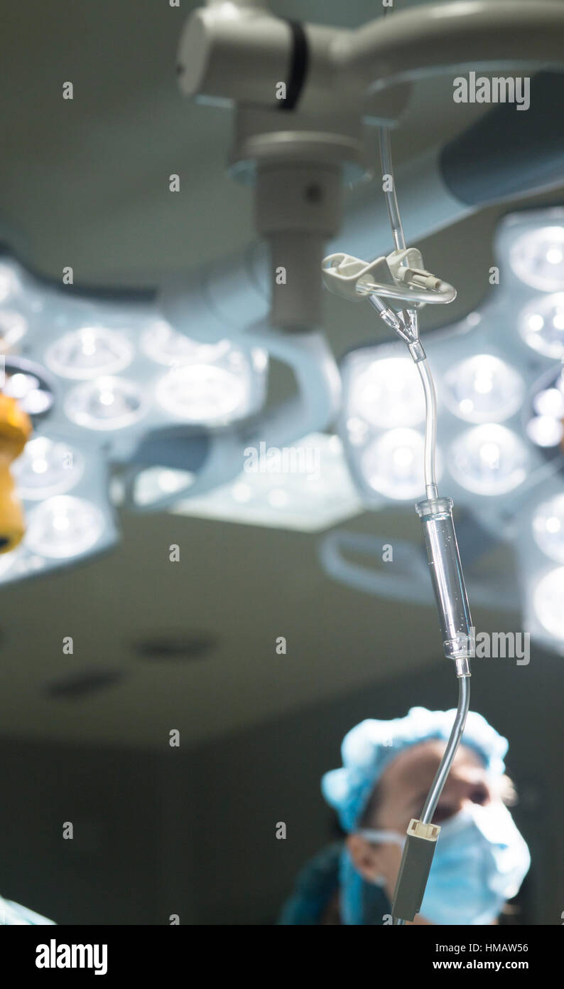 IV medical drip in surgery in operating theater emergency room knee