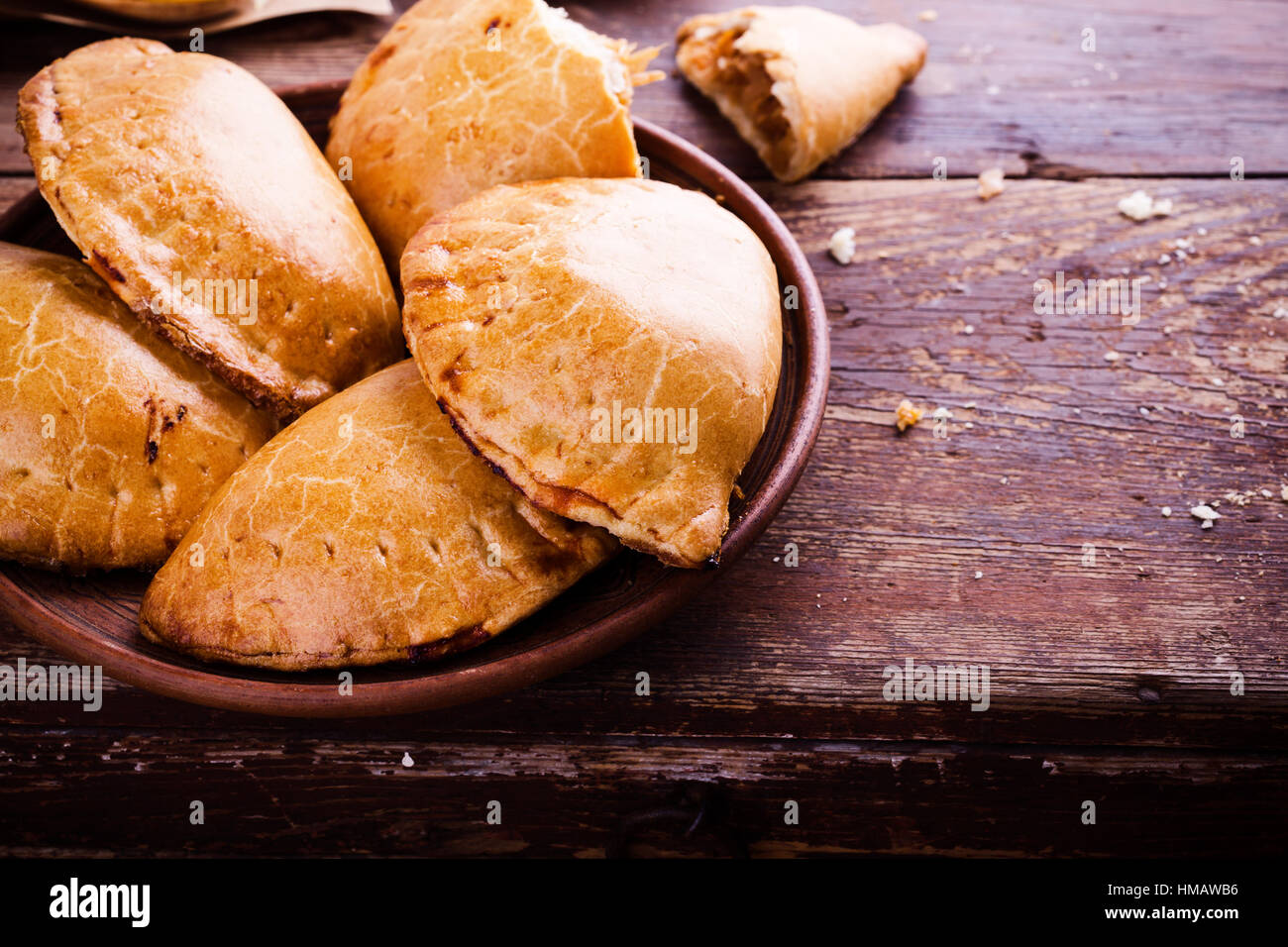 Homemade baked vegetarian empanadas, LatinAmericanstyle stuffed