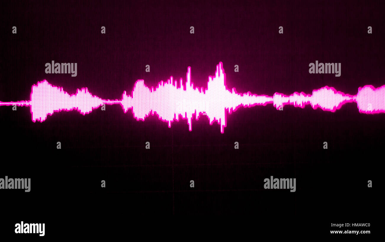 Sound recording studio audio wave on computer screen in professional