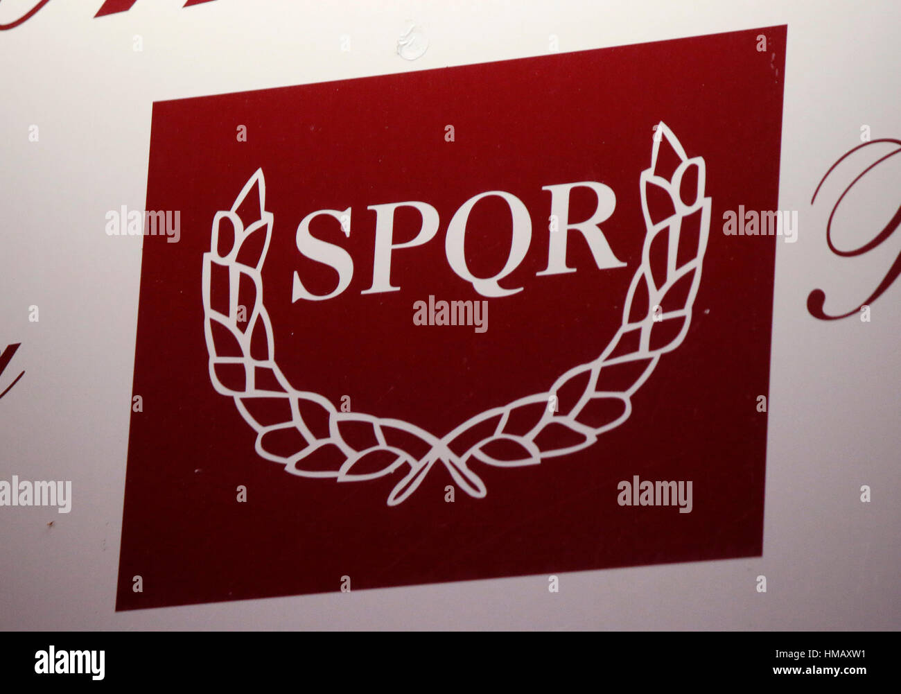 das Logo der Marke "SPQR", Berlin. Stock Photo