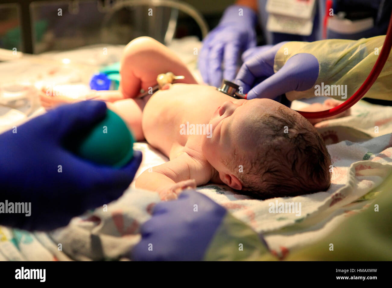 The first minutes of life of the newborn girl Stock Photo - Alamy
