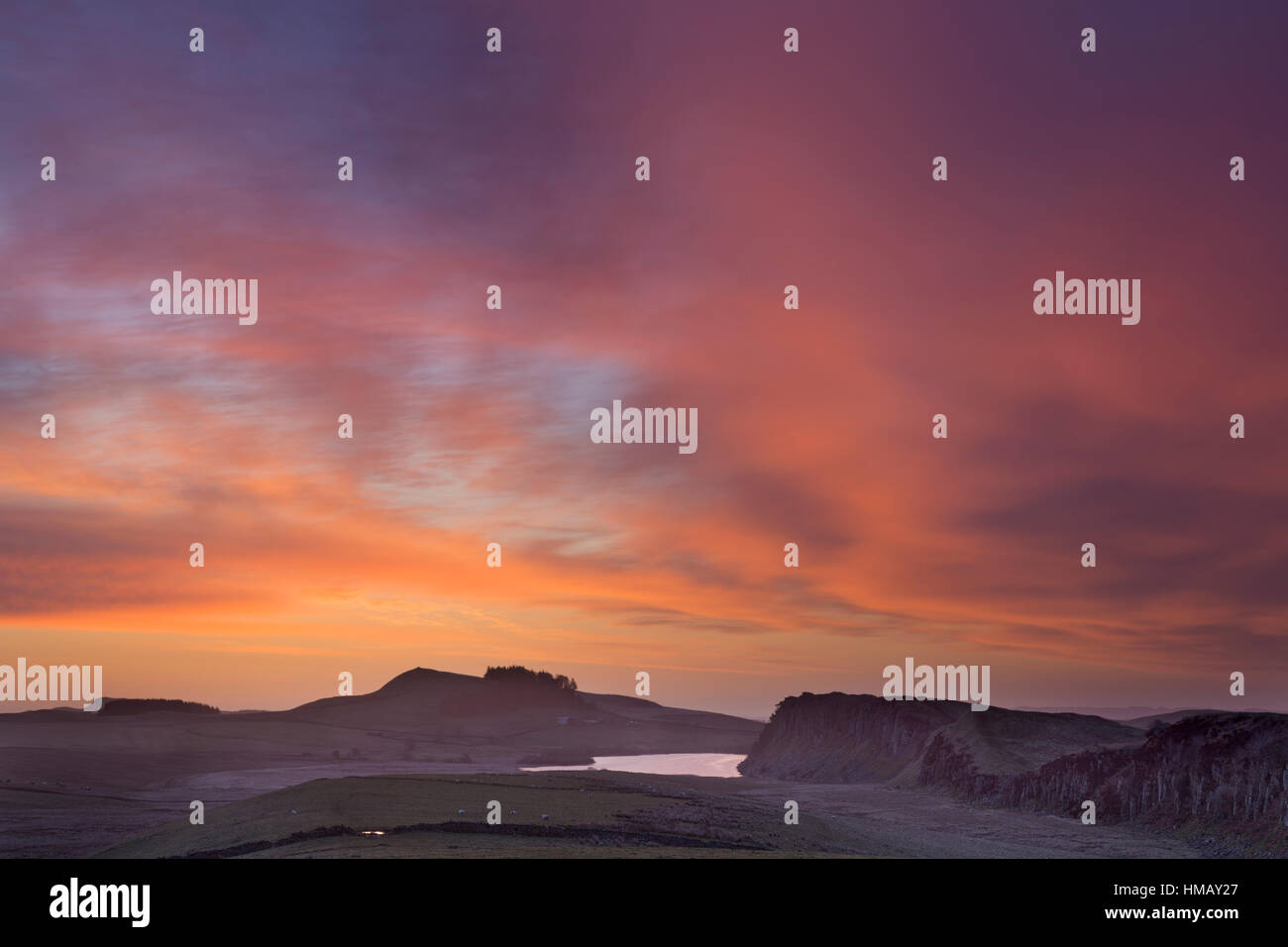 Steel Rigg Morning Hadrian's Wall: a glorious sunrise illuminates the view from Steel Rigg ...