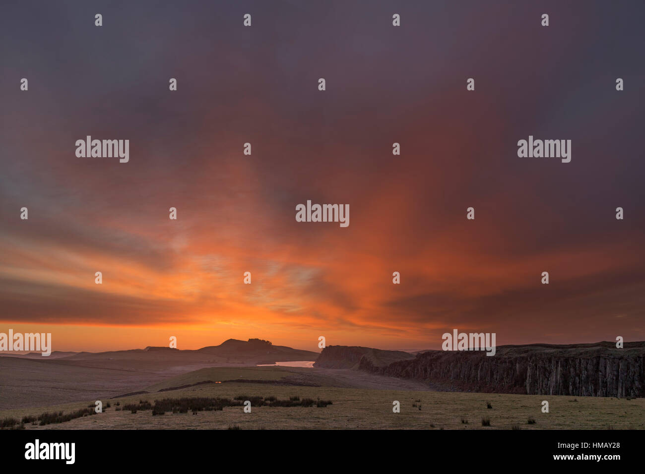 Steel Rigg Morning Hadrian's Wall: a glorious sunrise illuminates the view from Steel Rigg ...