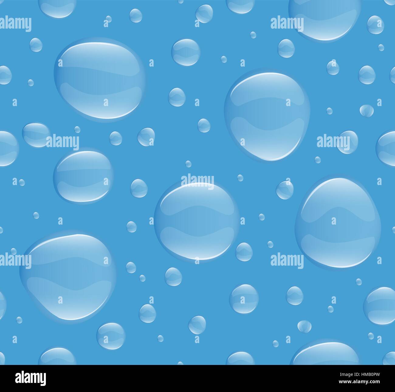 Realistic water bubbles seamless pattern, endless background. Soap , drops blue backdrop. Vector illustration Stock Vector