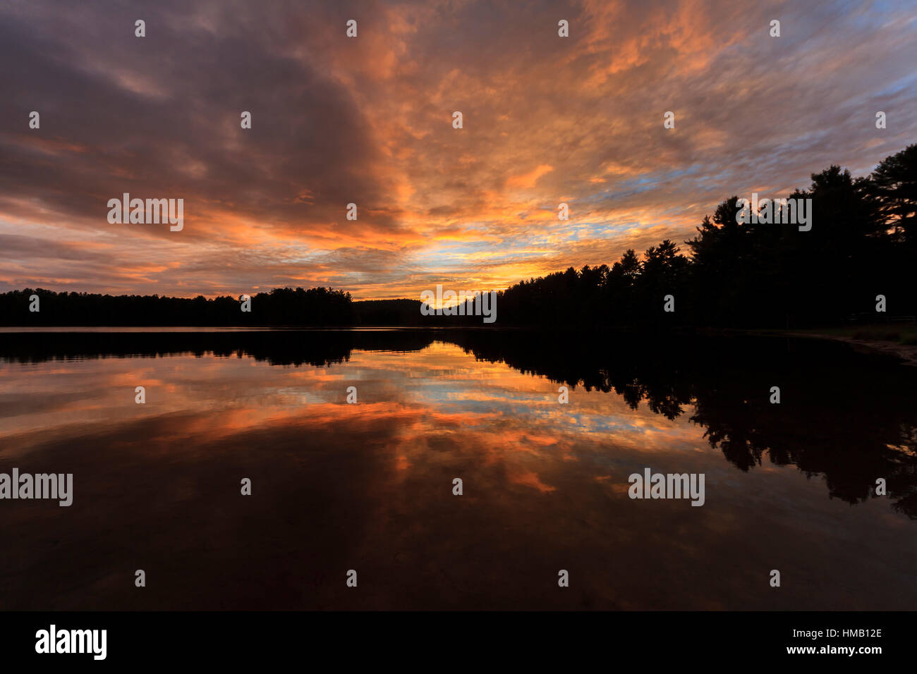 Sunset at Mew Lake, Algonquin Provincial Park, Ontario Province, Canada Stock Photo