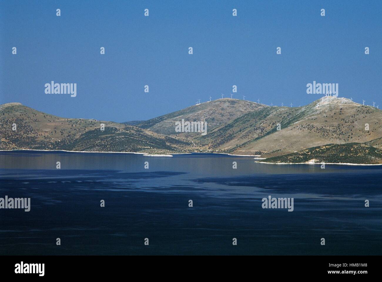 Euboea (Evia) island seen from Sesi, Central Greece, Greece. Stock Photo