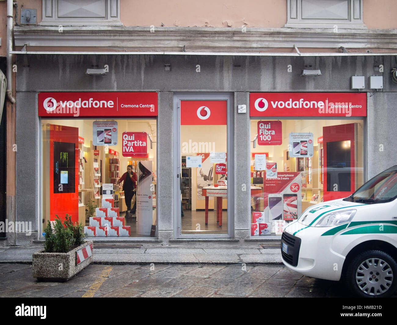 Vodafon store in Cremona, Italy Stock Photo