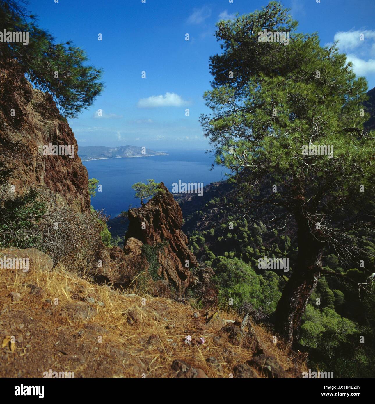 Volcanic rocks and seascape, Methana, Attica, Greece Stock Photo - Alamy