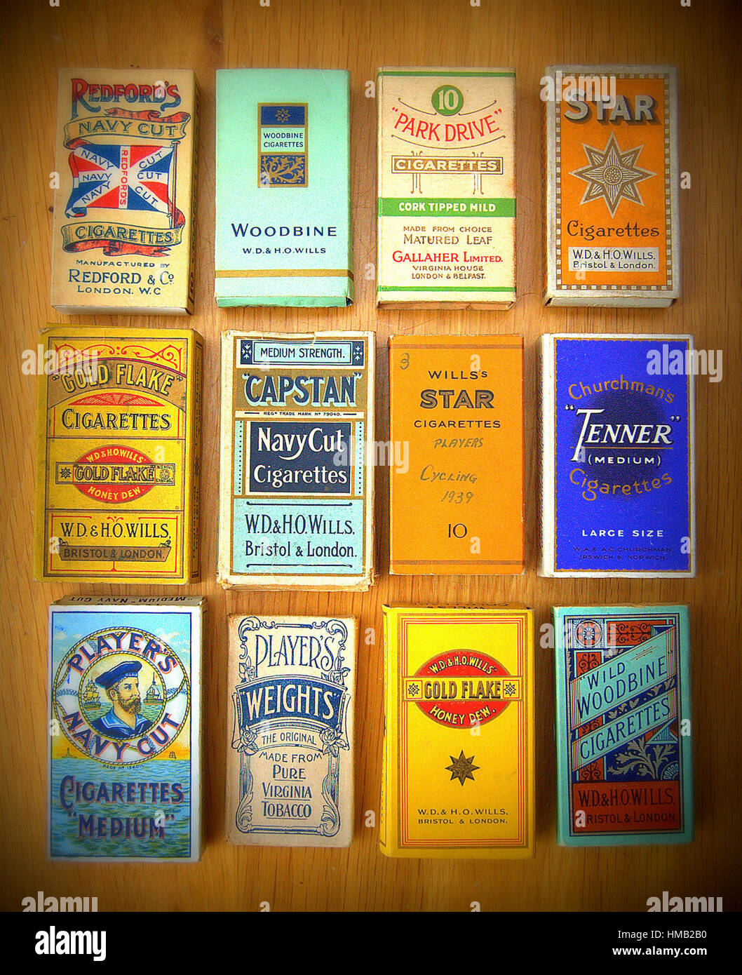 Old cigarette packets. Stock Photo