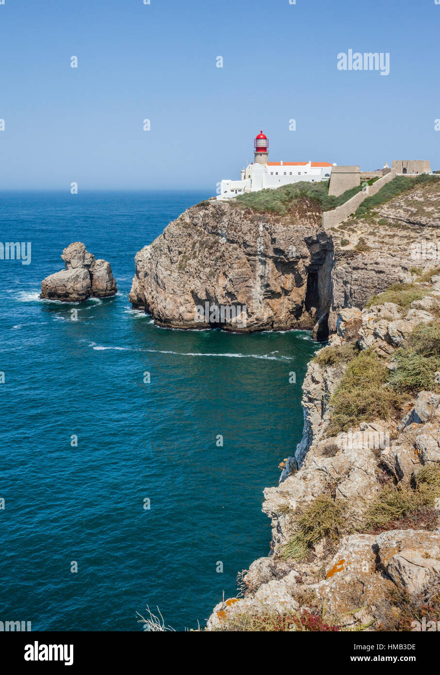 Portugal, Algarve, lighthouse of Cape Saint Vincent (Cabo de Sao Vicente), the southwesternmost point of Europe Stock Photo