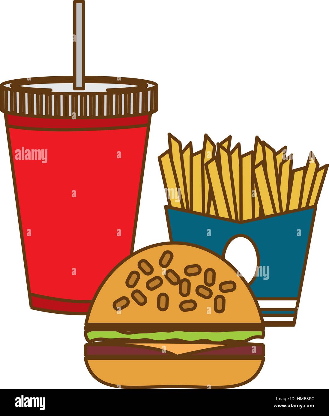 hamburger, french fries and soda fast food, vector illustration Stock ...