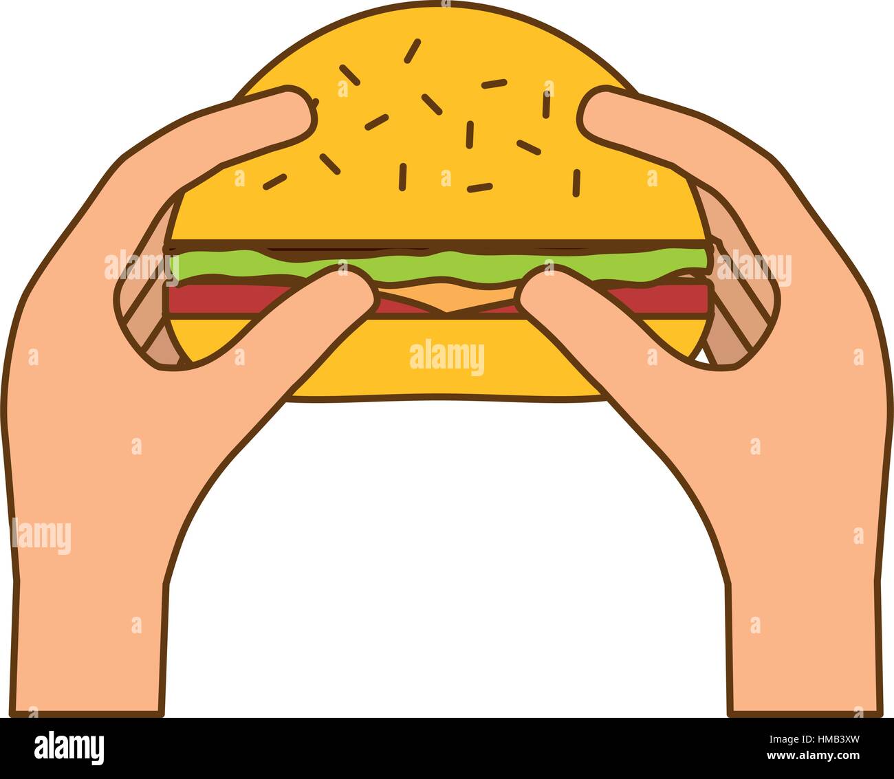 Hamburger In The Hands Icon Image Vector Illustration Stock Vector