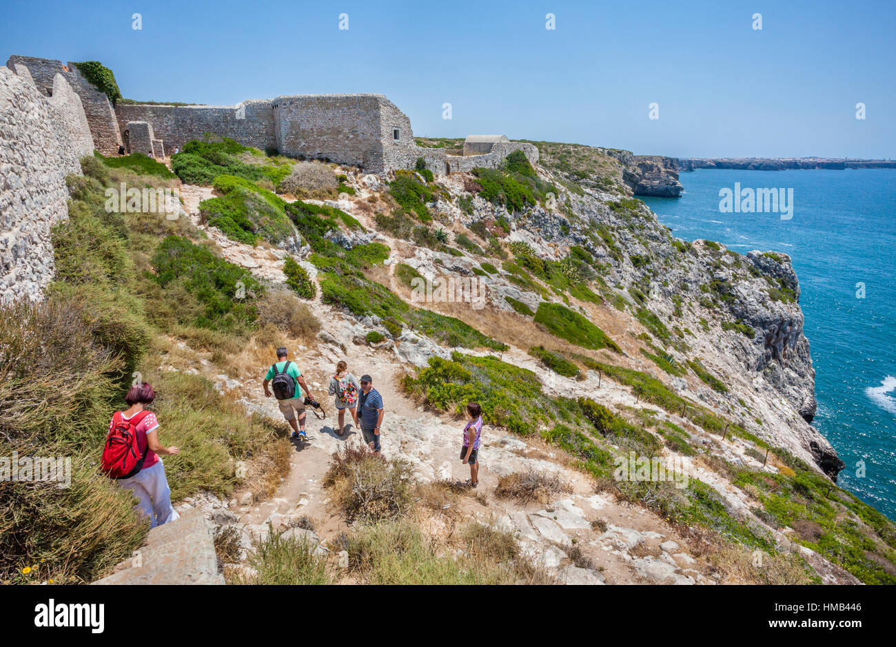 Portugal, Algarve, Cabo de Sao Vicente, ruins of the Fort of San Antonio de Beliche, which used to protect the strategic important harbour of Sagres Stock Photo