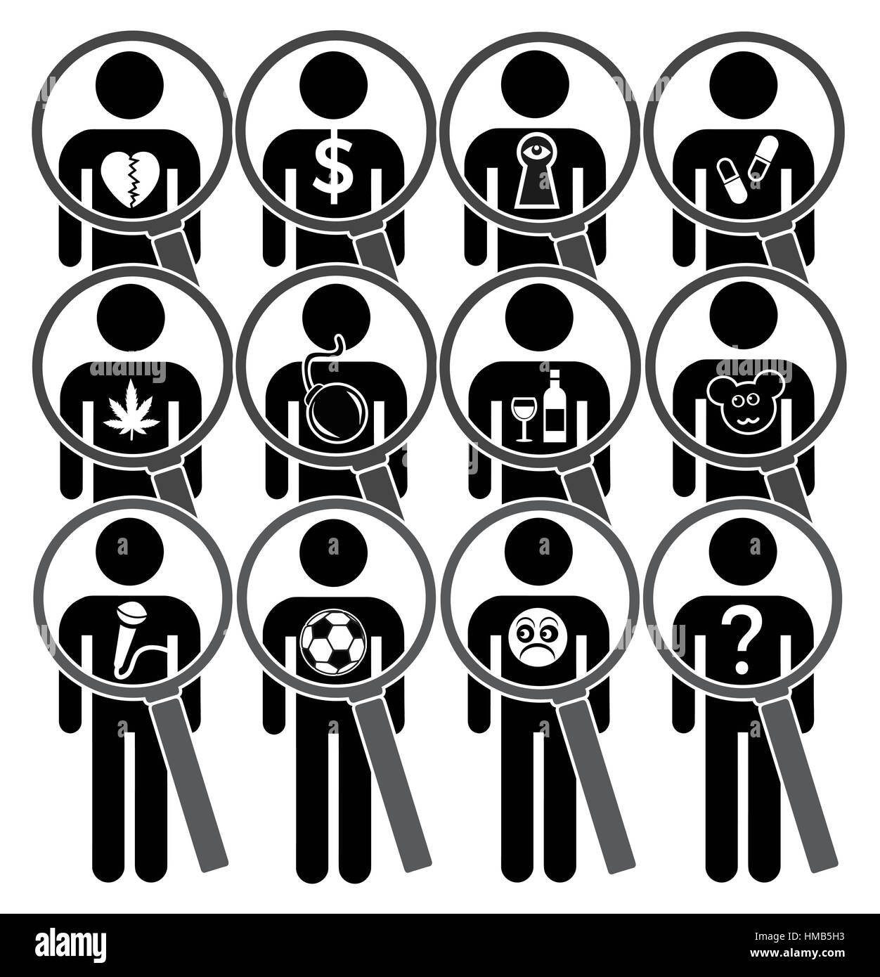 Personality test during the recruitment process to find unwanted characters traits of applicants Stock Photo