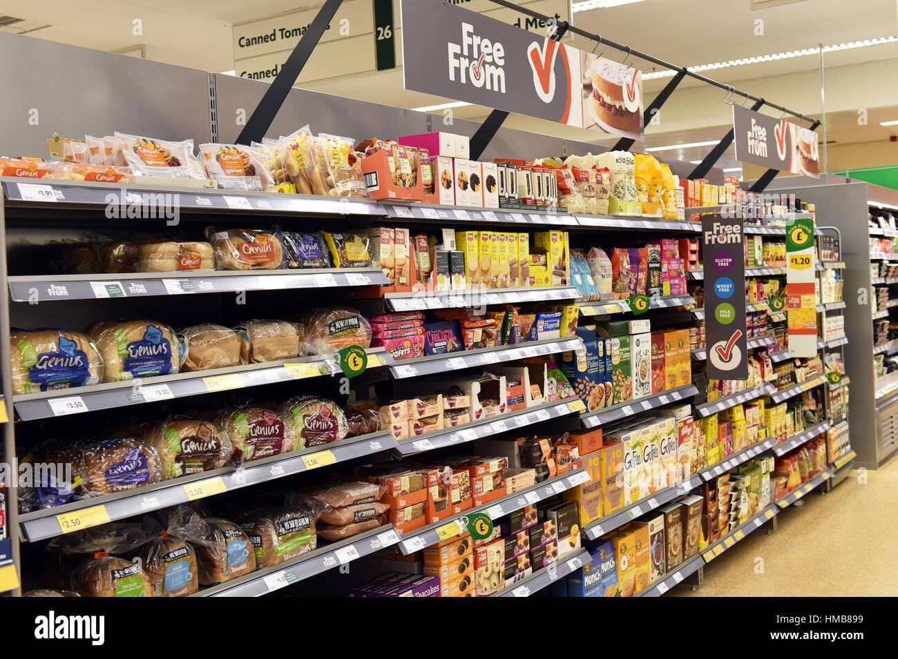 Free From range display in a supermarket UK Stock Photo