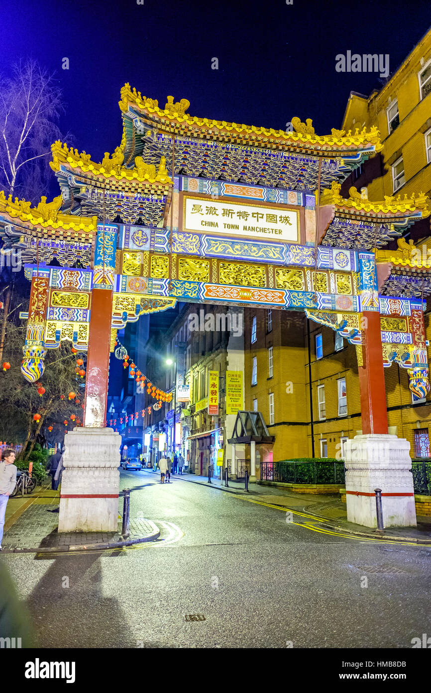 Chinese Arch China Town Manchester Stock Photo