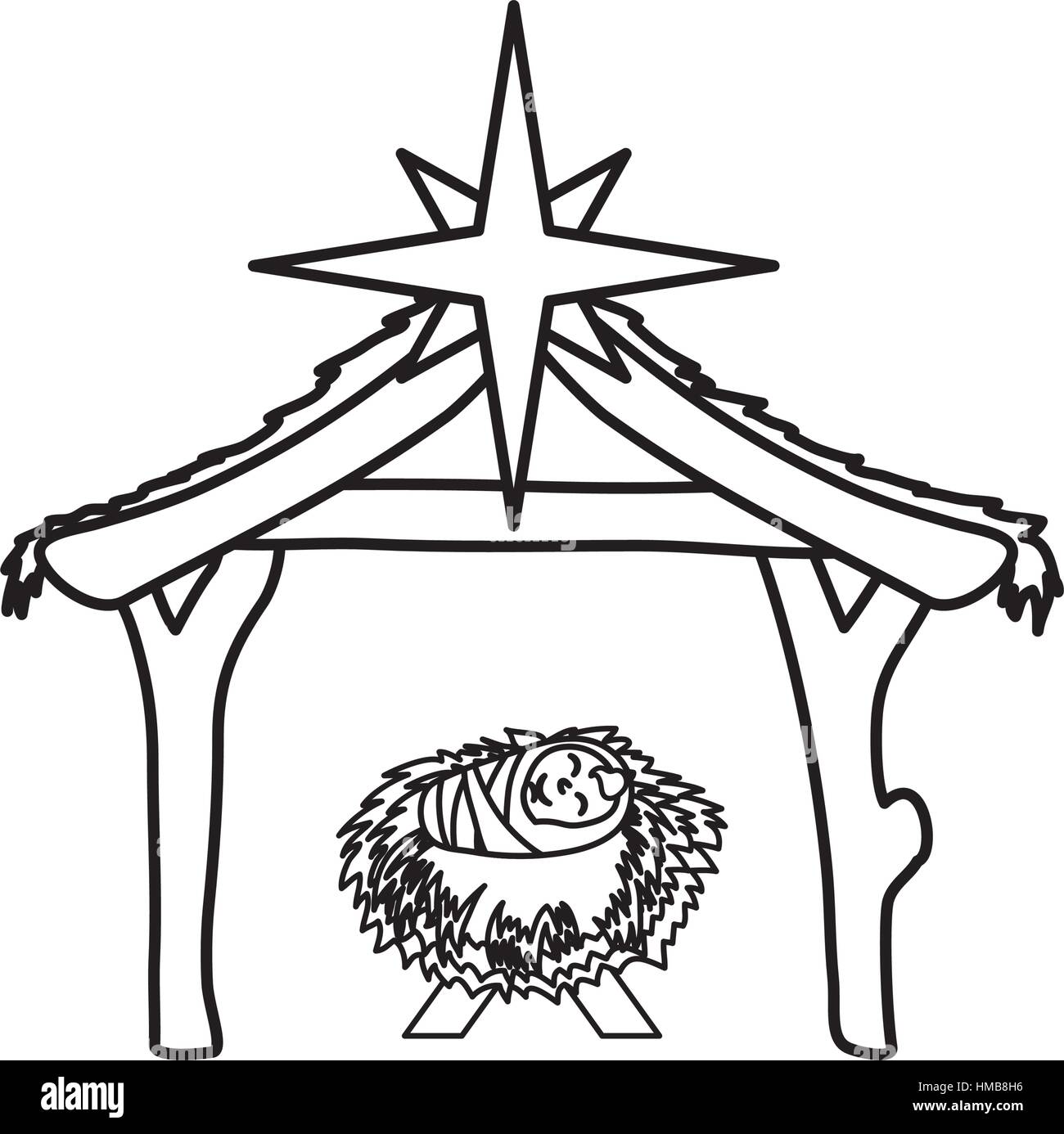 Christmas manger concept icon vector illustration graphic design Stock