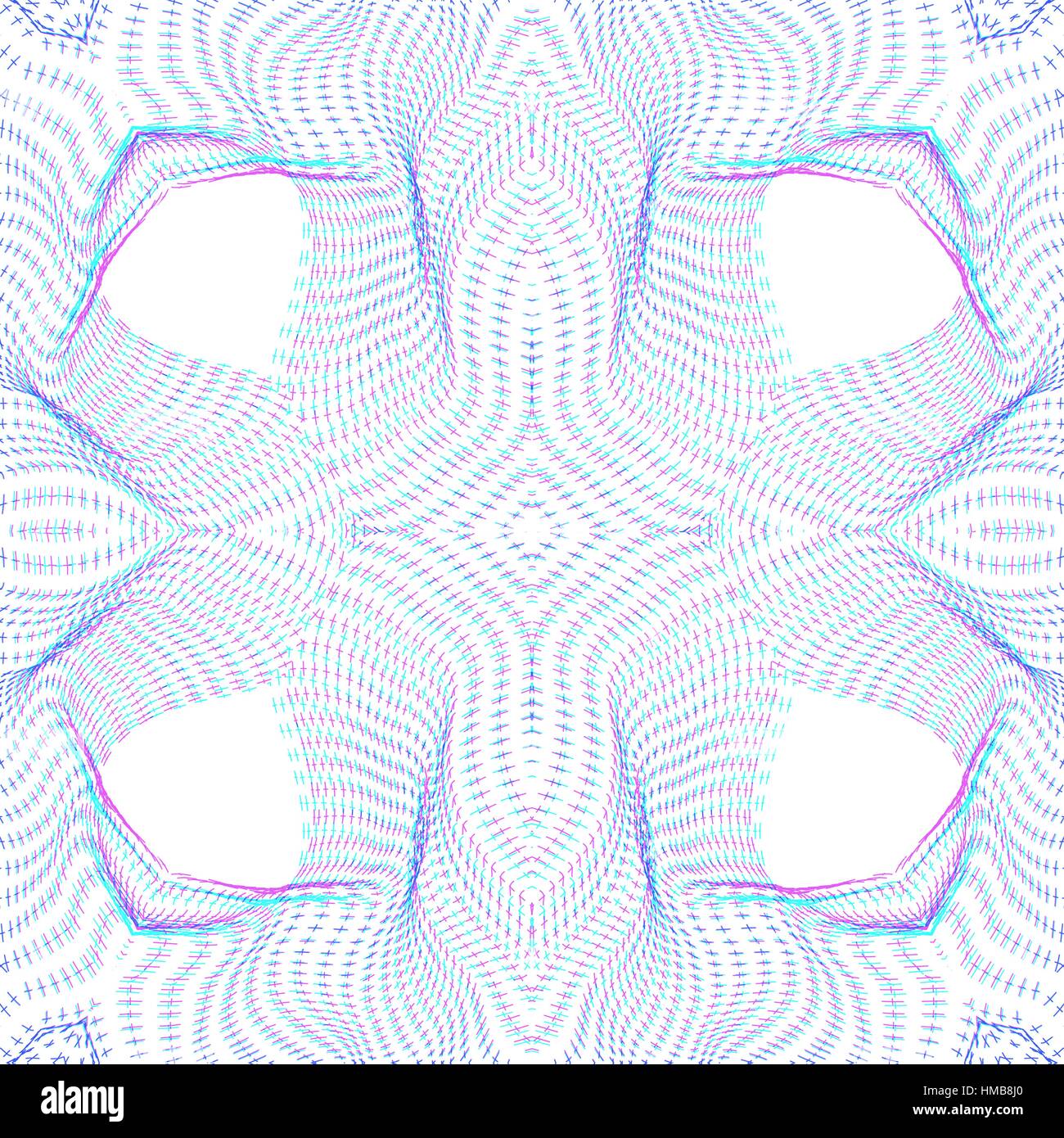 vector glitch anaglif warped parametric shape surface waves white ...