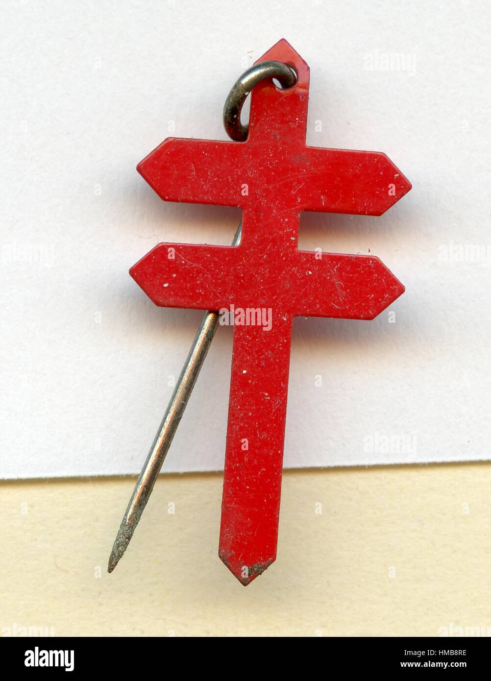 Pin featuring a red doublebarred cross, 1920 Stock Photo Alamy