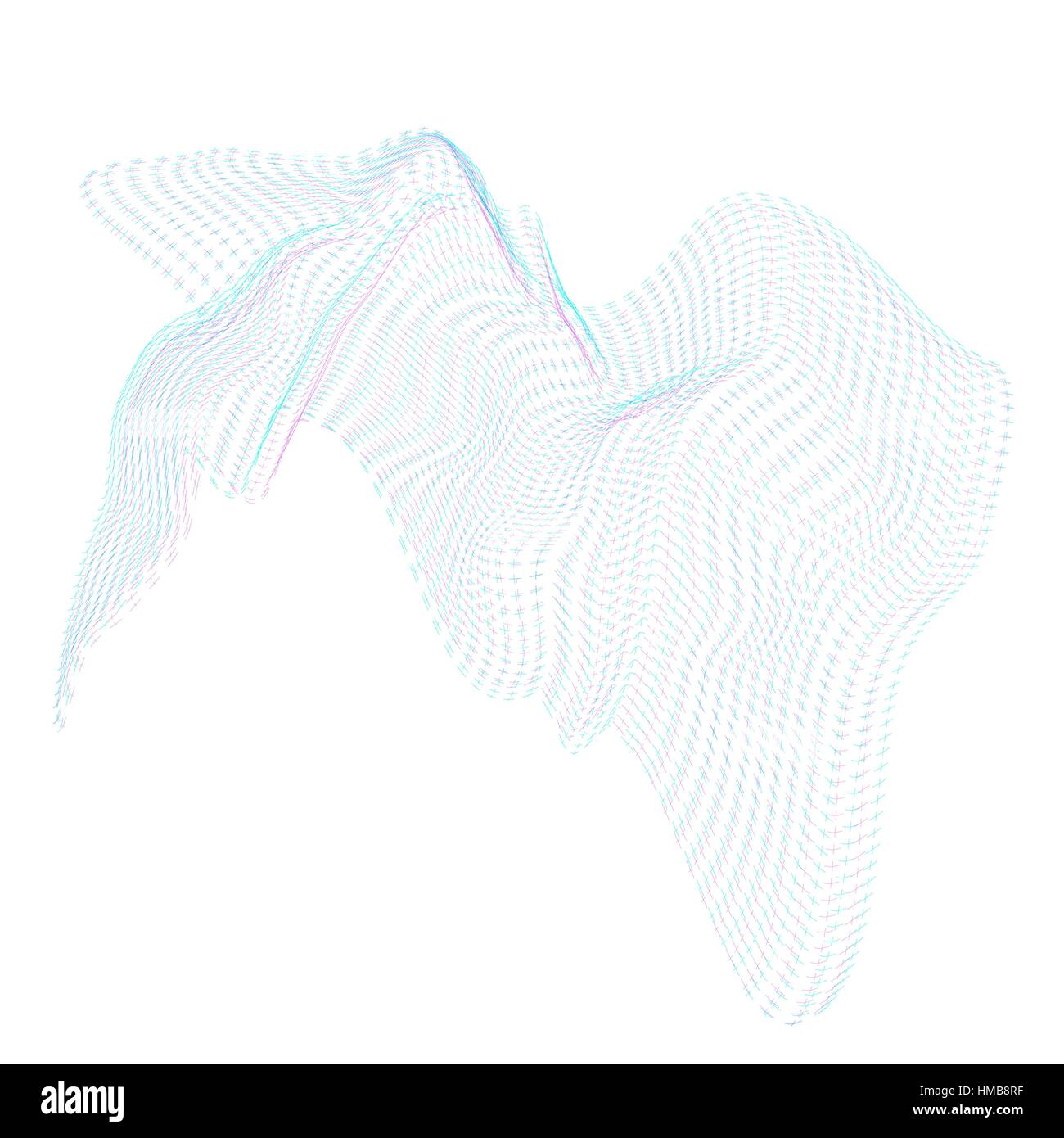 vector glitch mountain warped parametric shape surface waves white ...