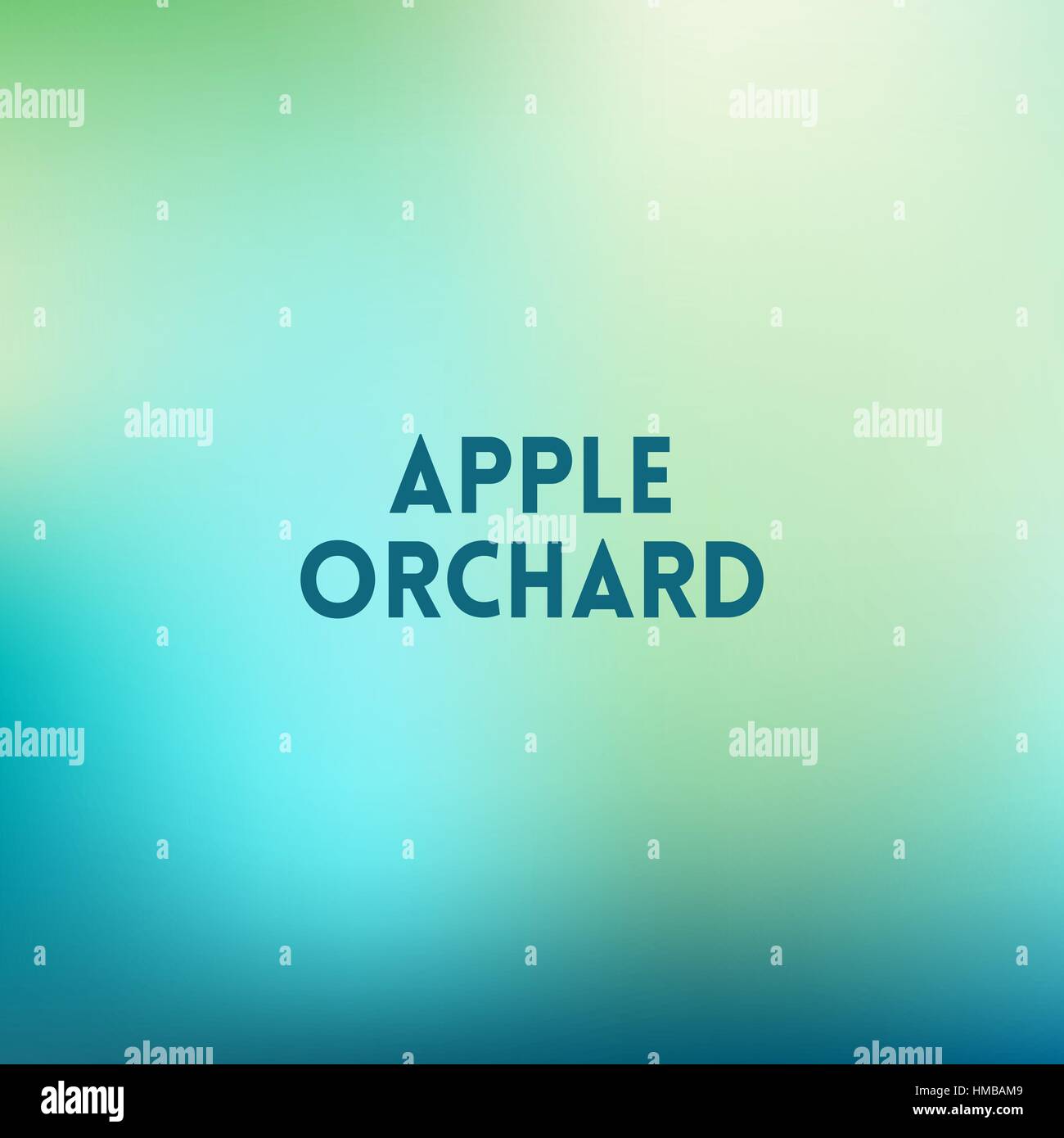 square blurred green trees spring background wiith quote - apple orchard Stock Vector
