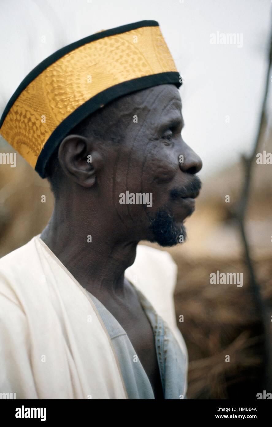 Village chief wearing a headdress, Burkina Faso. Stock Photo