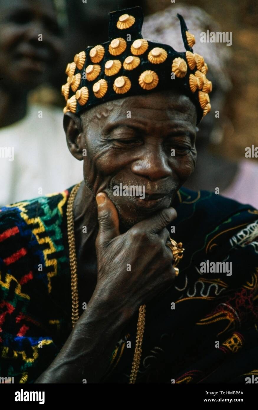 A village leader wearing traditional clothes, Ivory Coast Stock Photo