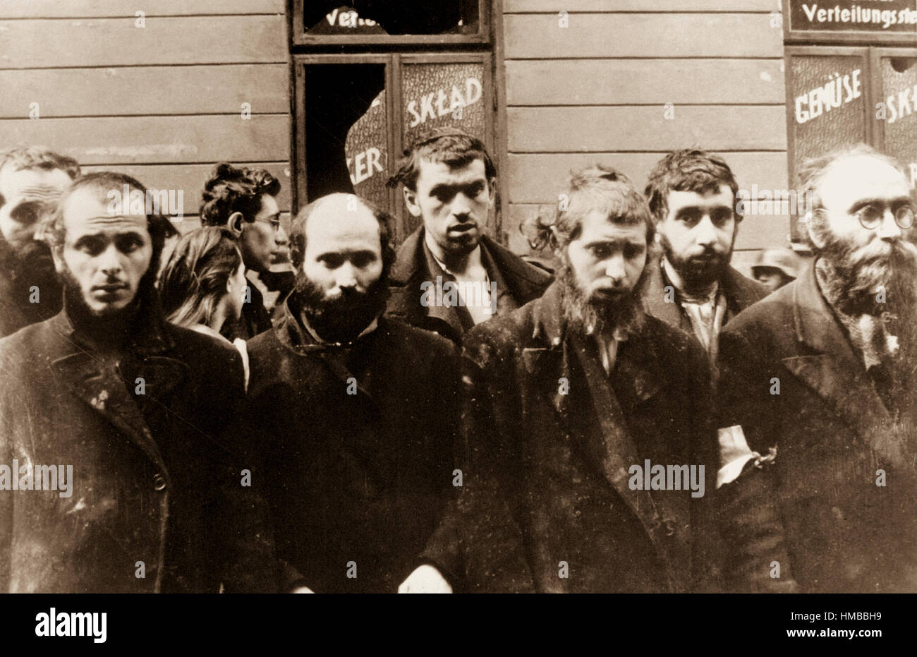 Jewish Rabbis.  Copy of German photograph taken during the destruction of the Warsaw Ghetto, Poland, 1943.   (WWII War Crimes Records) Exact Date Shot Unknown NARA FILE #:  238-NT-293 WAR & CONFLICT BOOK #:  1278 Stock Photo