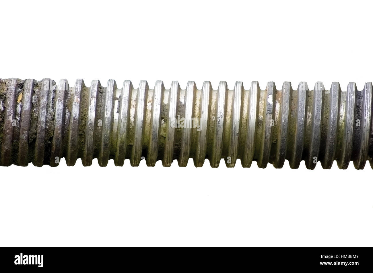 Old Aged Grunge Industrial Valve Stem, Isolated Detailed Horizontal Macro Closeup Stock Photo