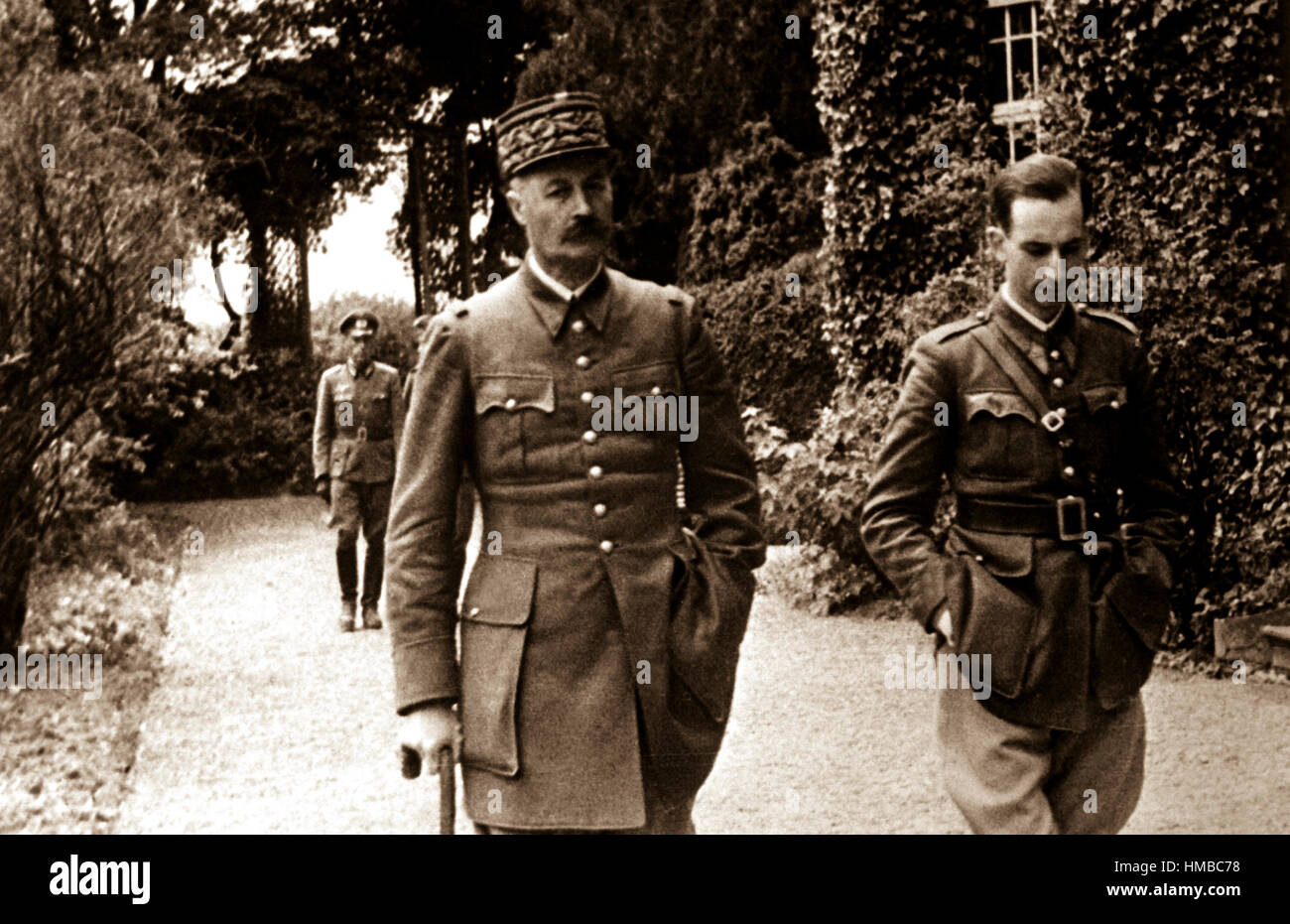 The captured French General Giraud, during his daily walk.  Germany, ca. 1940-41. Stock Photo