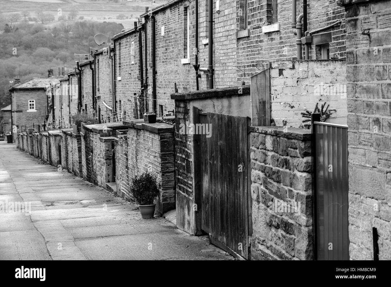 Back alley, in the traditional Victorian northern mill town of Saltaire