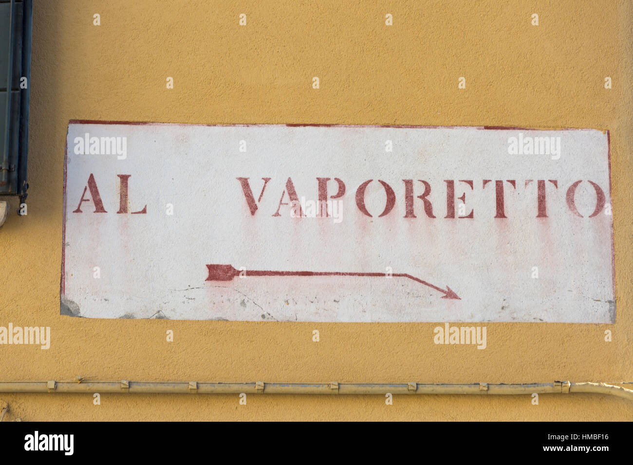 Al vaporetto sign in Venice, Italy in January Stock Photo