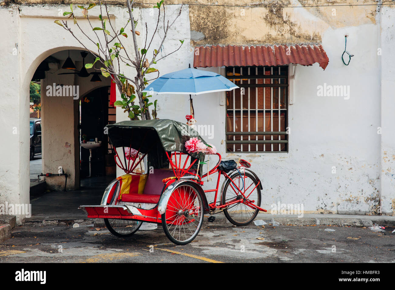 Rickshaw tricycle at the street of the old town, Town, Penang