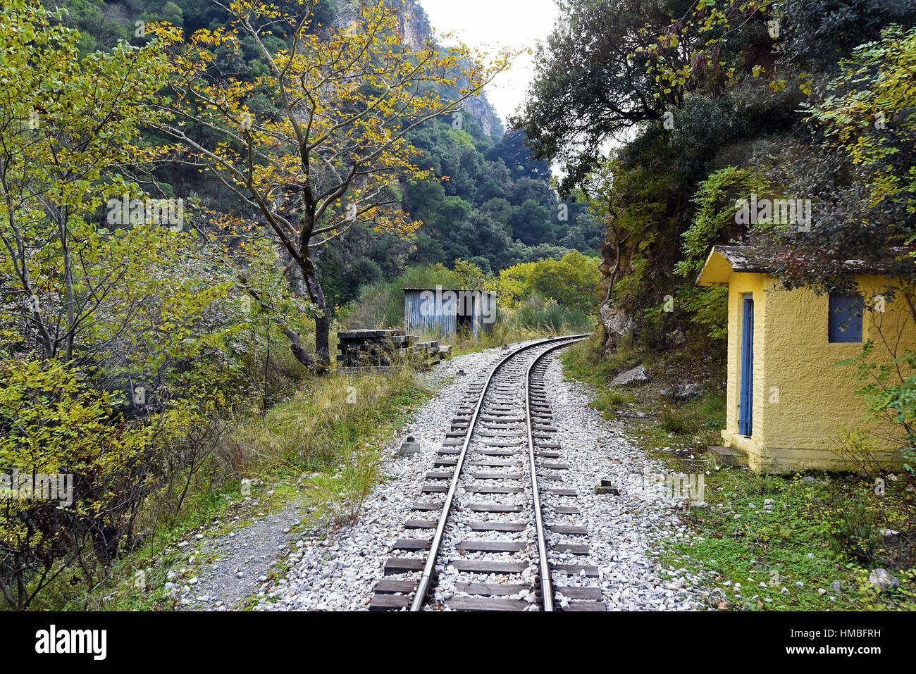 part of Odontotos rack railway, Kalavrita - diakopto in nature Stock Photo