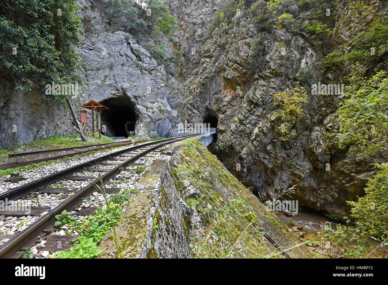 old path of Odontotos rack railway, Kalavrita - diakopto Stock Photo