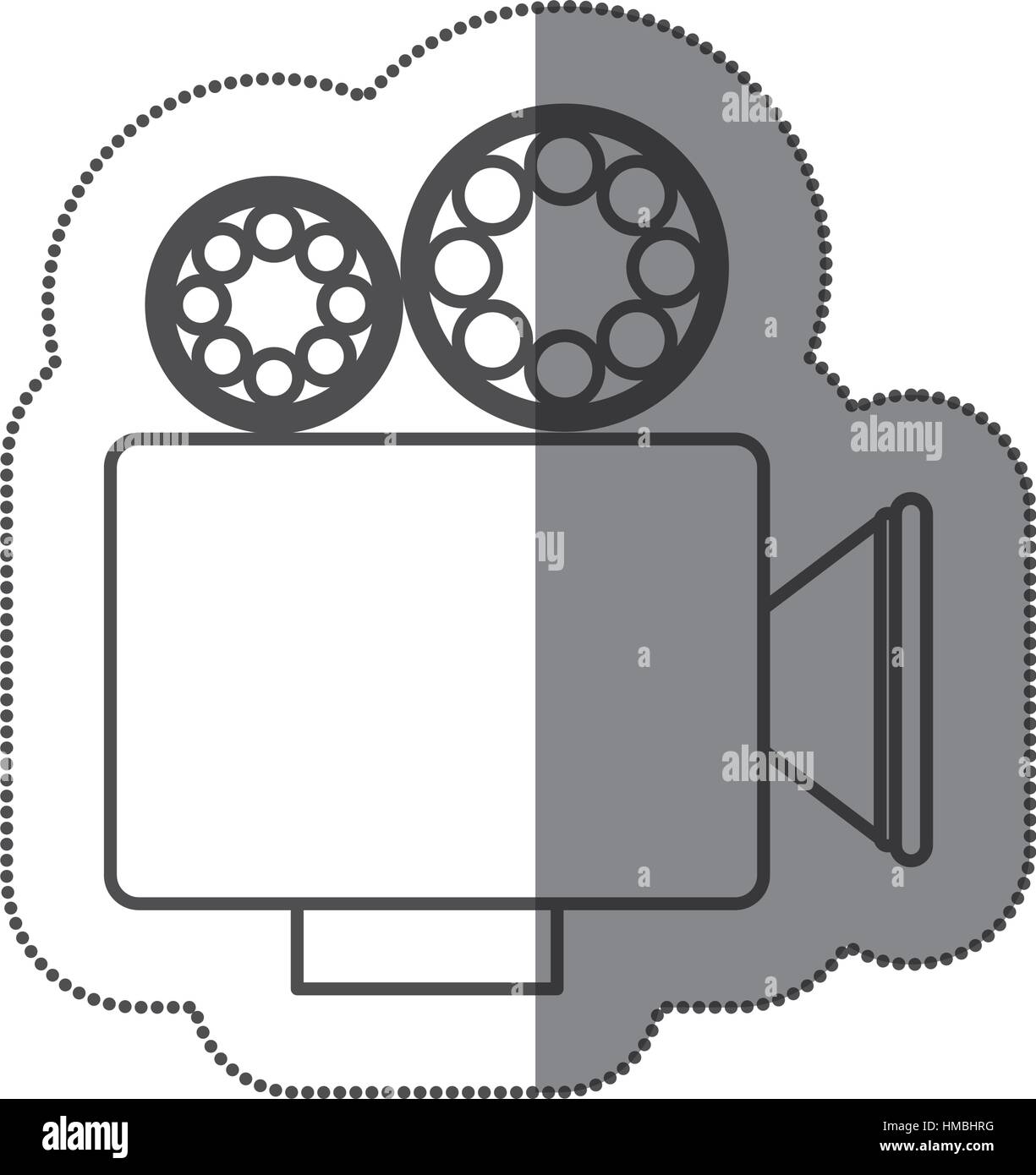 sticker silhouette with retro movie projector vector illustration Stock ...