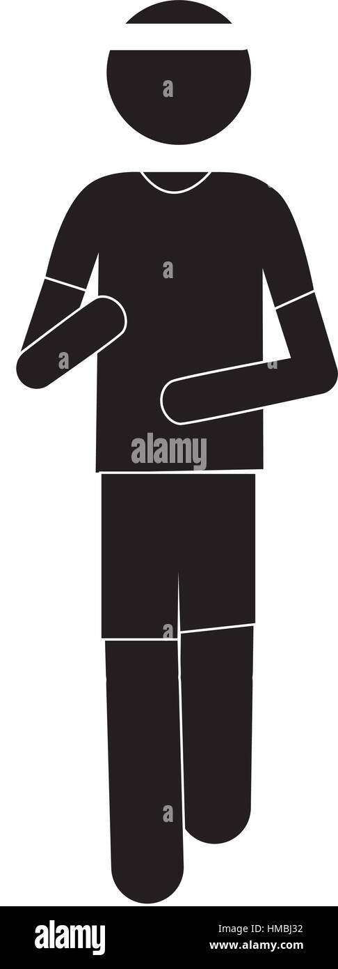 front view pictogram man jogging icon design vector illustration Stock ...
