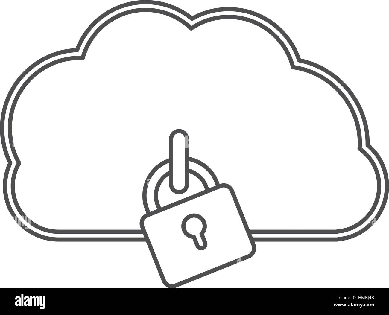 silhouette padlock with square body into the cloud vector illustration ...